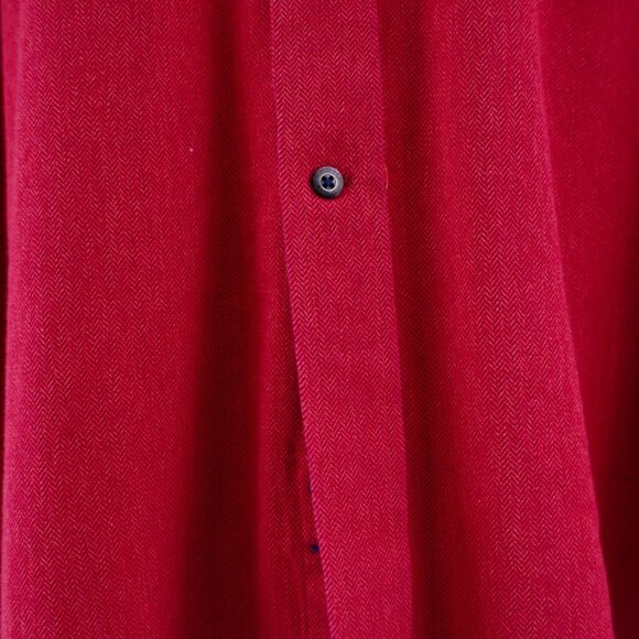 Tommy Hilfiger Red Herringbone Thick Cotton Flip Cuff Paisley Button Down 2XL‎ - Picture 5 of 12